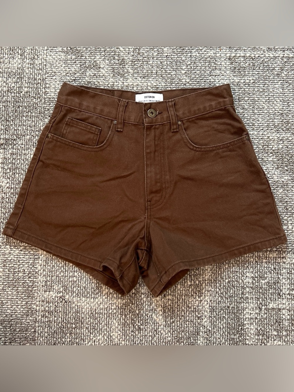Cotton On Brown High-Rise Denim Shorts